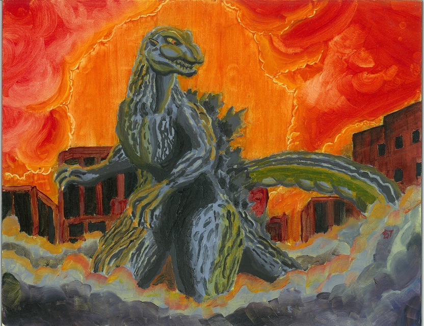 Godzilla Oil Painting- BenjaminToyne.com